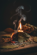 Bay leaf burning